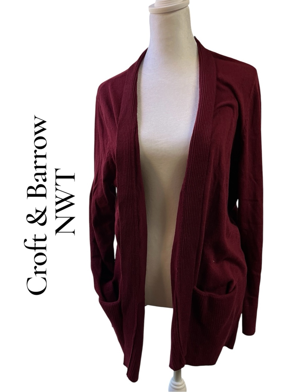 croft & barrow Open-Front Cardigan Sweater - Wine
